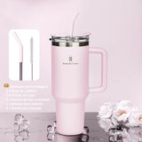 Copo térmico portátil ROMANTIC CROWN em aço inoxidável, 1200ml/1,2L, com tampa e canudo.