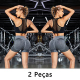 2 peças, Short esportivo feminino, Com Controle de Barriga E bumbum
