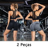 2 peças, Short esportivo feminino, Com Controle de Barriga E bumbum