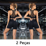 2 peças, Short esportivo feminino, Com Controle de Barriga E bumbum