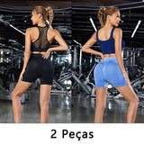 2 peças, Short esportivo feminino, Com Controle de Barriga E bumbum